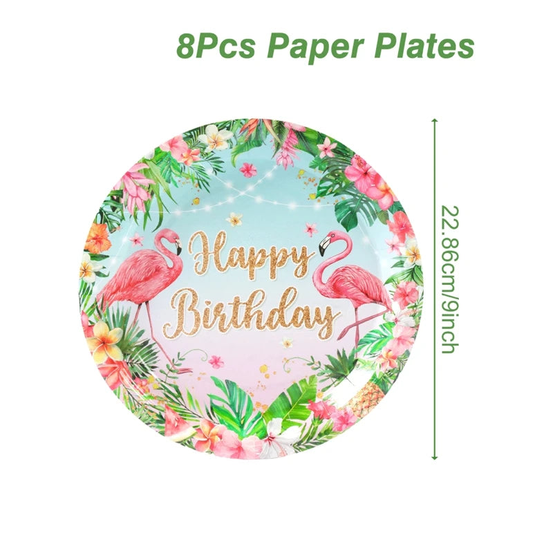 Hawaii Party Tableware Tropical Hawaii Party Decorations Paper Plates Flamingo Kids Summer Baby Shower Birthday Party Supplies
