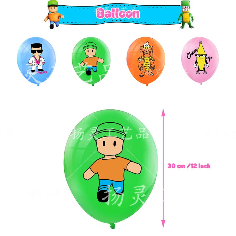 Stumble Guys Party Supplies DIY Balloon Birthday Party Decoration Banner Latex Balloon Decoration Cake Supplies Invitation Card