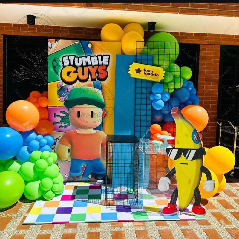 85PCS Game Stumble Guy Theme Balloon Arch Set 32inch Green Number Balloon Boy Girl Birthday Party Decortion Baby Shower Globos
