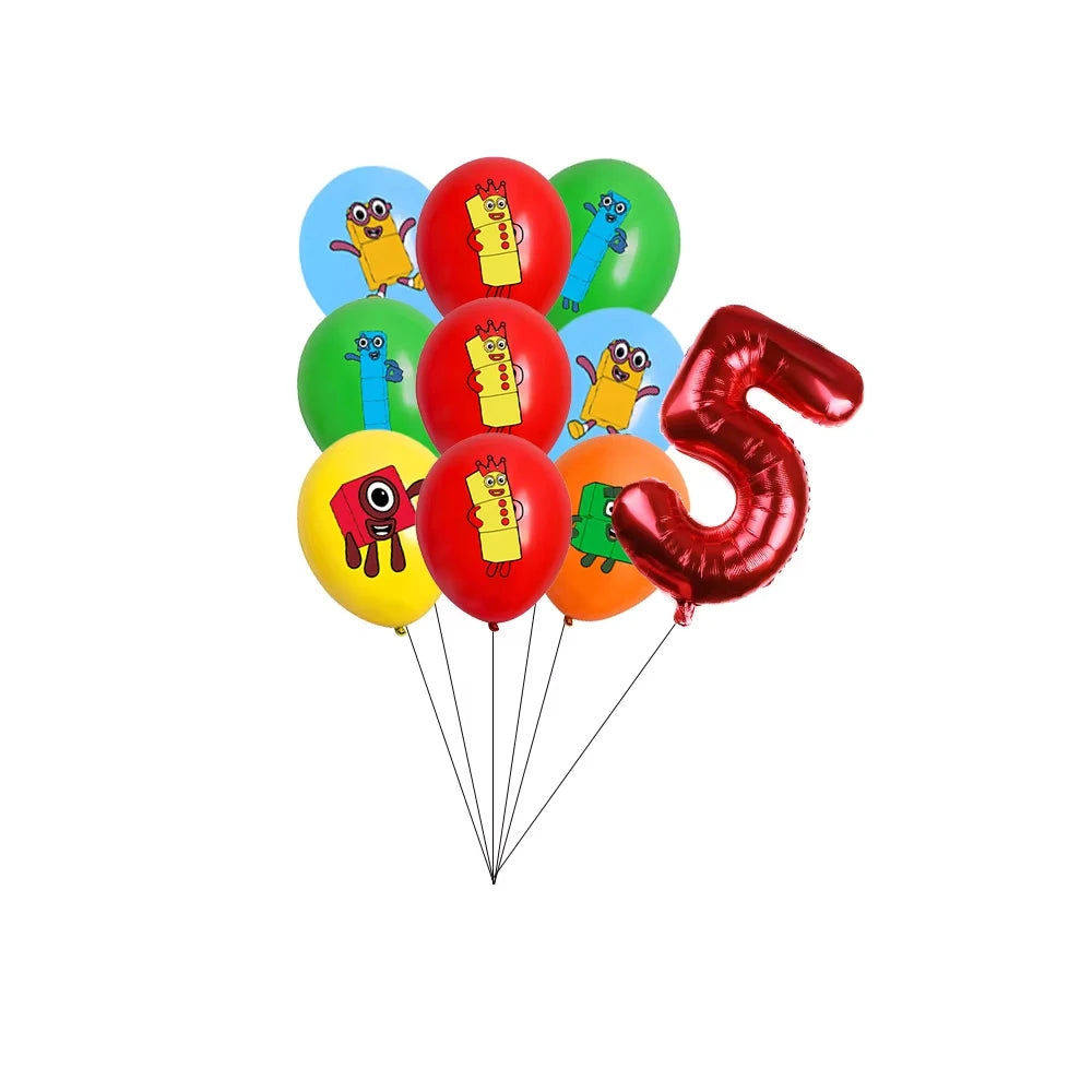 Number Blocks Party Decorations Plate Cup Tablecloth Cake Topper Balloons Building Blocks Theme Kids Birthday Party Supplies