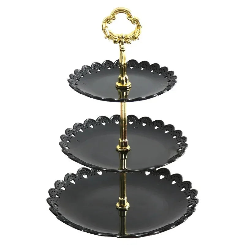 1/3 Tier Party Tray Plate, Cupcake Dessert Tableware, European Afternoon Tea Fruit Snack Stand, Wedding Dishes Decor Shelf