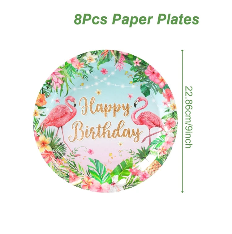 Hawaii Party Tableware Tropical Hawaii Party Decorations Paper Plates Flamingo Kids Summer Baby Shower Birthday Party Supplies