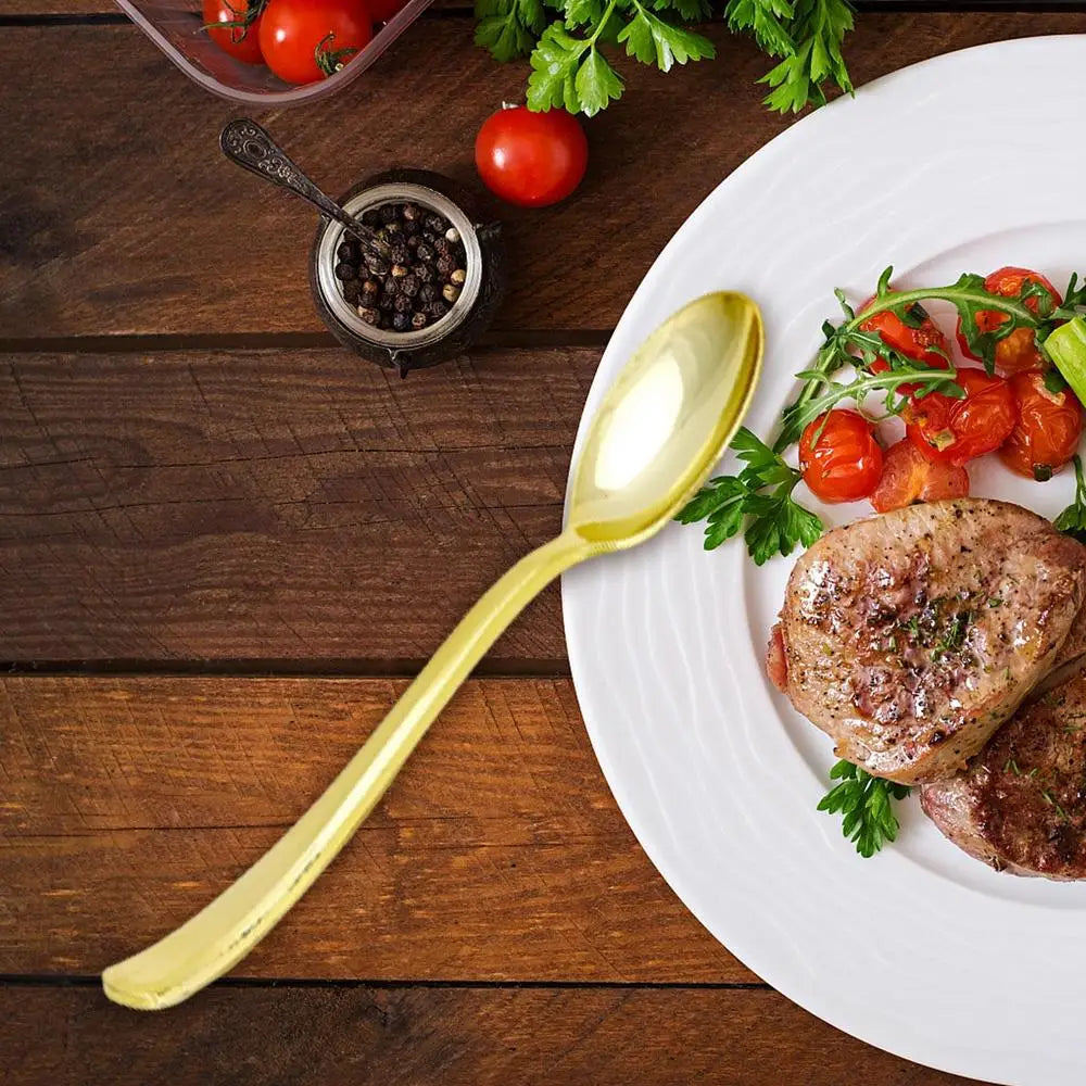 25pcs Party Tableware Set Golden Cutlery Tableware for Dinner Wear-Resistant Dinnerware with Comfortable Grip for Wedding Picnic