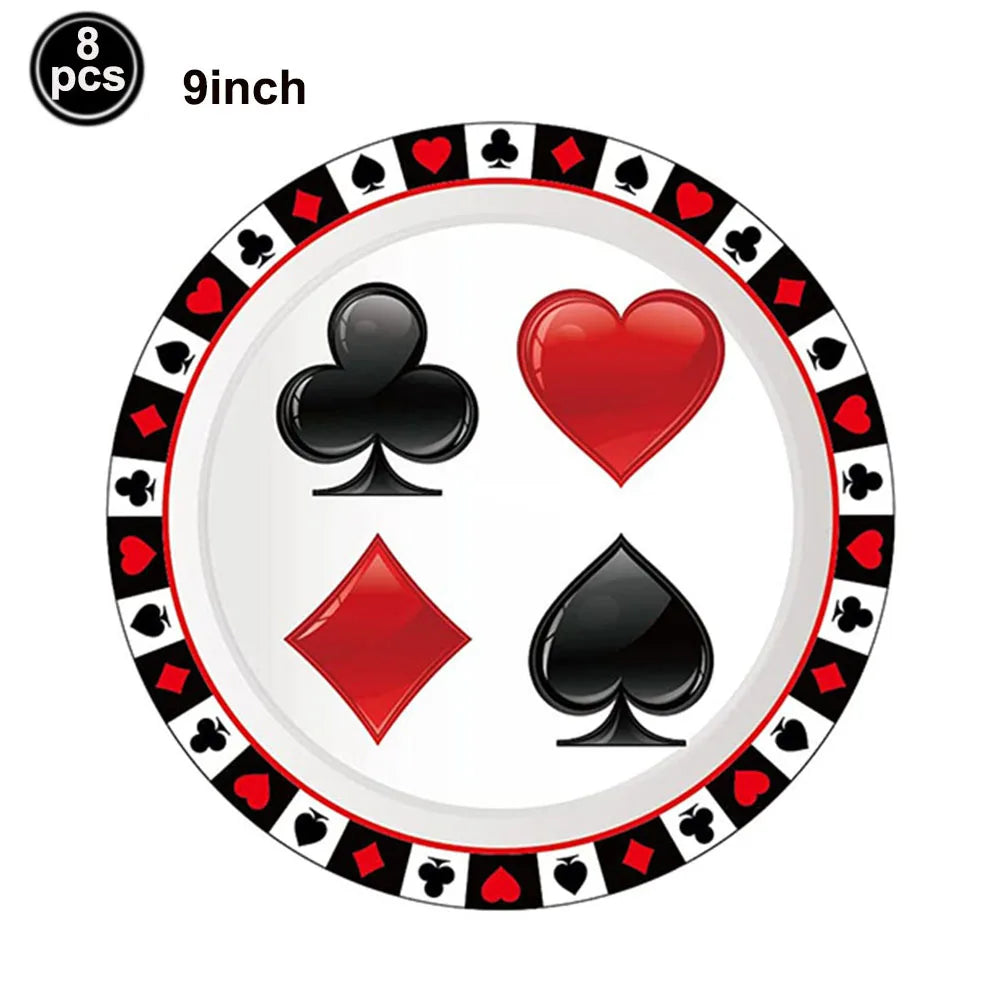 Casino Themed Party Tableware Poker Party Paper Plates Napkins Plates Cups for Adults Las Vegas Casino Themed Party Decorations