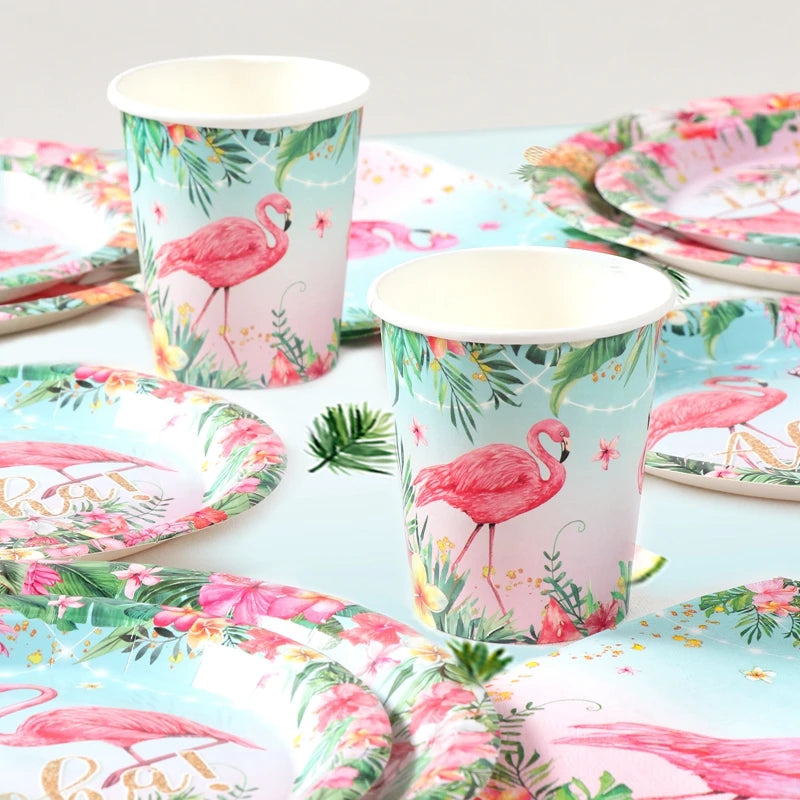 Hawaii Party Tableware Tropical Hawaii Party Decorations Paper Plates Flamingo Kids Summer Baby Shower Birthday Party Supplies