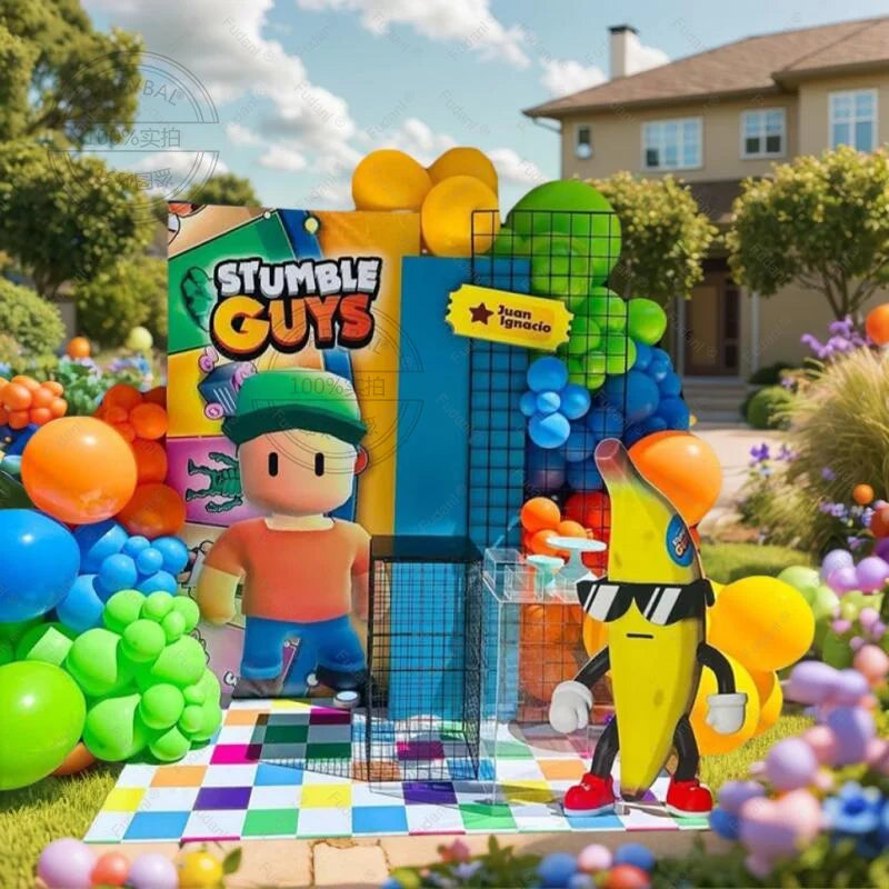 85PCS Game Stumble Guy Theme Balloon Arch Set 32inch Green Number Balloon Boy Girl Birthday Party Decortion Baby Shower Globos
