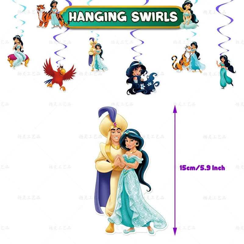 Cartoon Jasmine Theme DIY Balloons Party Supplies Birthday Banner Latex Balloon Decoration Cake Supplies Kid Girl gift