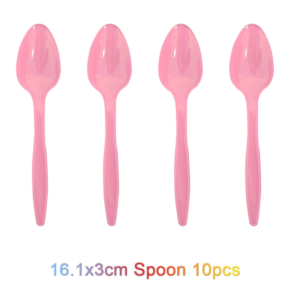 Cartoon Rainbow Doll High School Theme Background Birthday Party Decoration Supplies Disposable Cup Cutlery Balloon Baby Gift