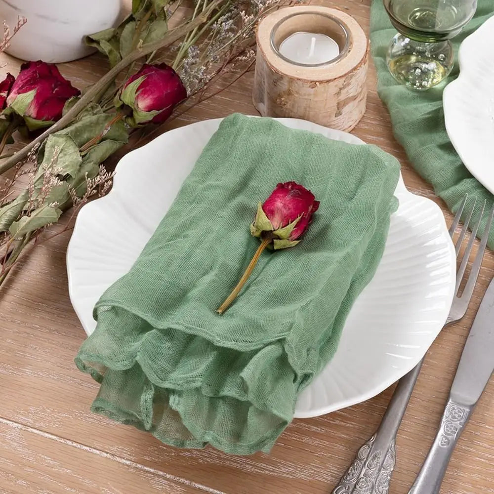 Party Supply Table Decoration Gauze Napkin Soft Reusable Cotton Napkin Vintage Thin Placemats Banquet