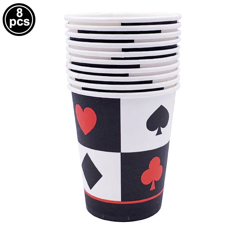 Casino Themed Party Tableware Poker Party Paper Plates Napkins Plates Cups for Adults Las Vegas Casino Themed Party Decorations