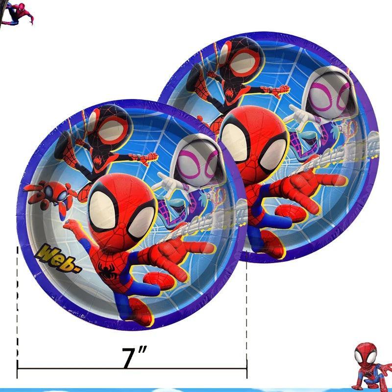 New Spidey Birthday Decoration Spider Man Mask Party Favors Stickers Tableware Spidey and His Friends Baby Shower Supplies Gifts