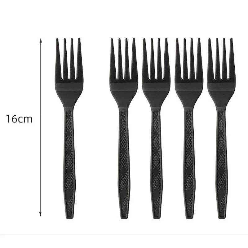 Solid Black Theme Tableware Birthday Party Disposable Cutlery Paper Napkins Cups Plates Tablecloths Fork Spoon Party Decorations