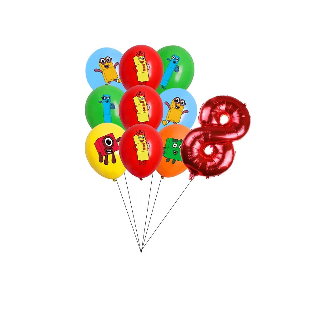 Number Blocks Party Decorations Plate Cup Tablecloth Cake Topper Balloons Building Blocks Theme Kids Birthday Party Supplies