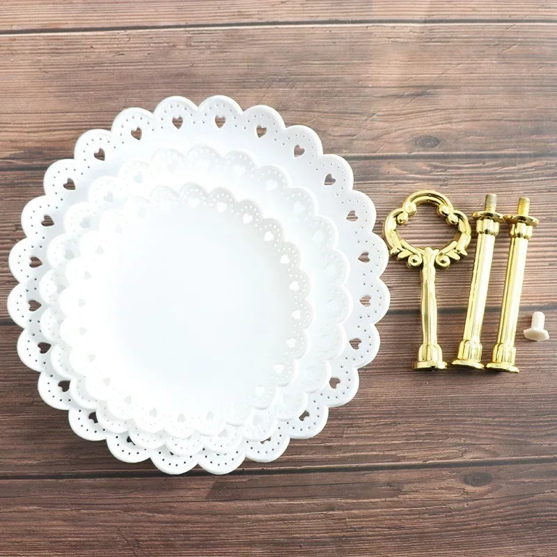 1/3 Tier Party Tray Plate, Cupcake Dessert Tableware, European Afternoon Tea Fruit Snack Stand, Wedding Dishes Decor Shelf