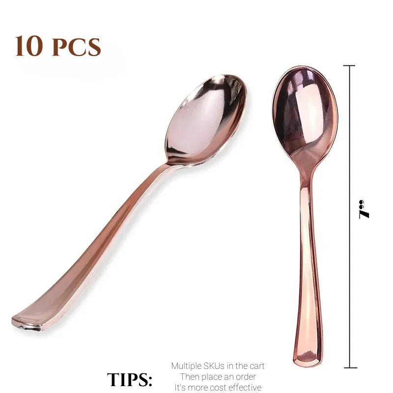 Rose Gold Party Tableware Kit Table Cloth Knife Fork Spoon Paper Cup Plate Straws Baby Shower Wedding Birthday Party Decorations