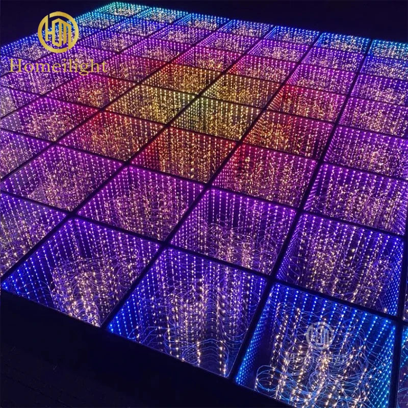 Wedding DJ Disco Night Club Dancefloor Waterproof 3D Mirror Starlit Starry RGB Panels Tiles 3d Led Dance Floor