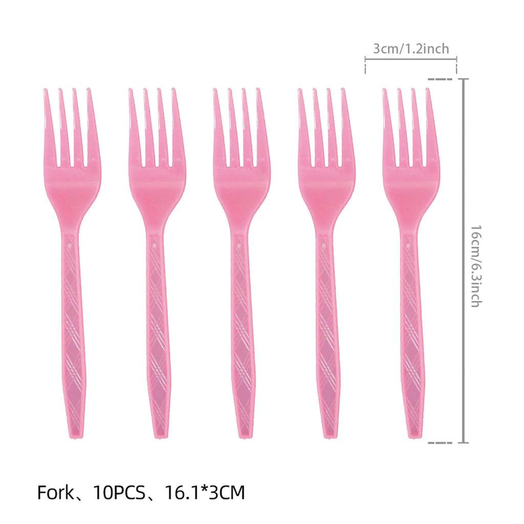 Pink Bow Tie Disposable Tableware Birthday Party Supplies Festival Tableware Pink Pattern Plate Mat Disposable Paper Cups Knive