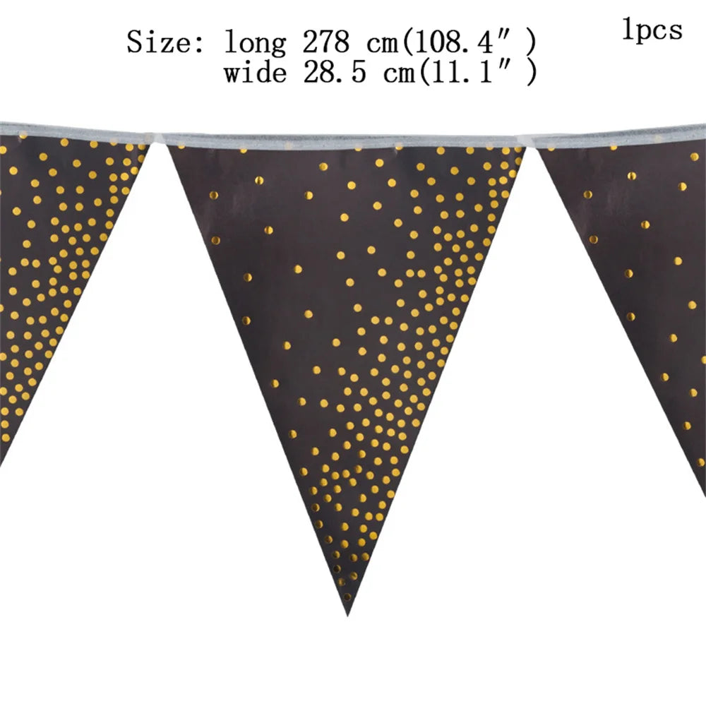 Black and Gold Party Supplies Disposable Party Tableware Gold Dot Paper Plate Black Napkin Cup for Graduation Birthday Wedding