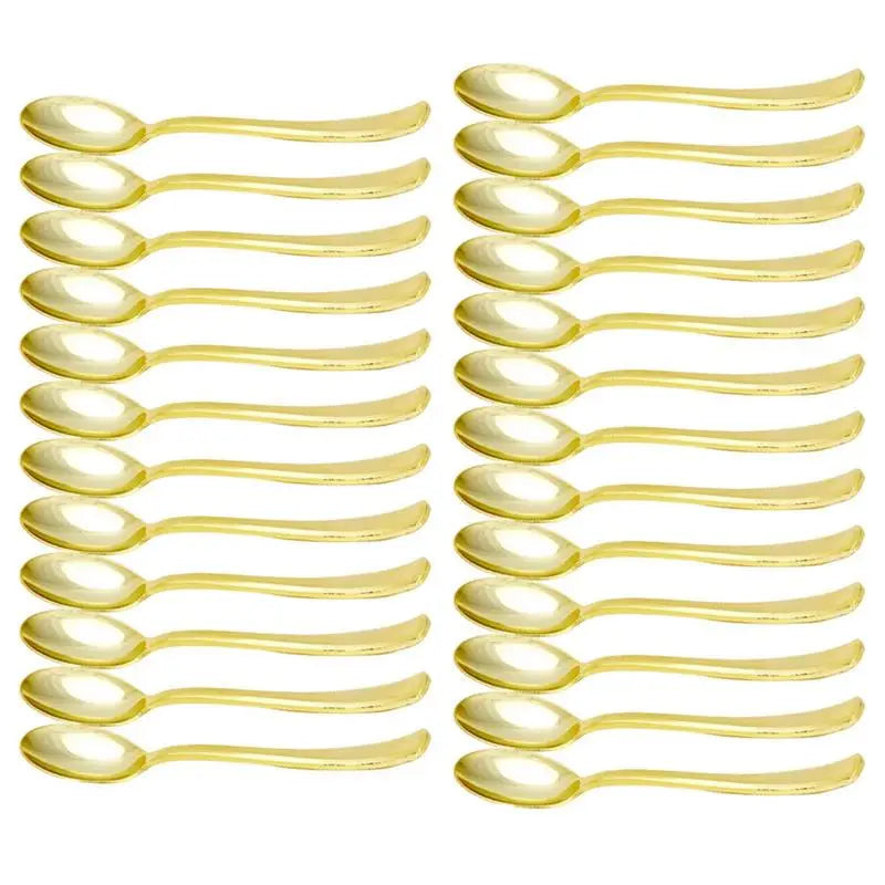 25pcs Party Tableware Set Golden Cutlery Tableware for Dinner Wear-Resistant Dinnerware with Comfortable Grip for Wedding Picnic