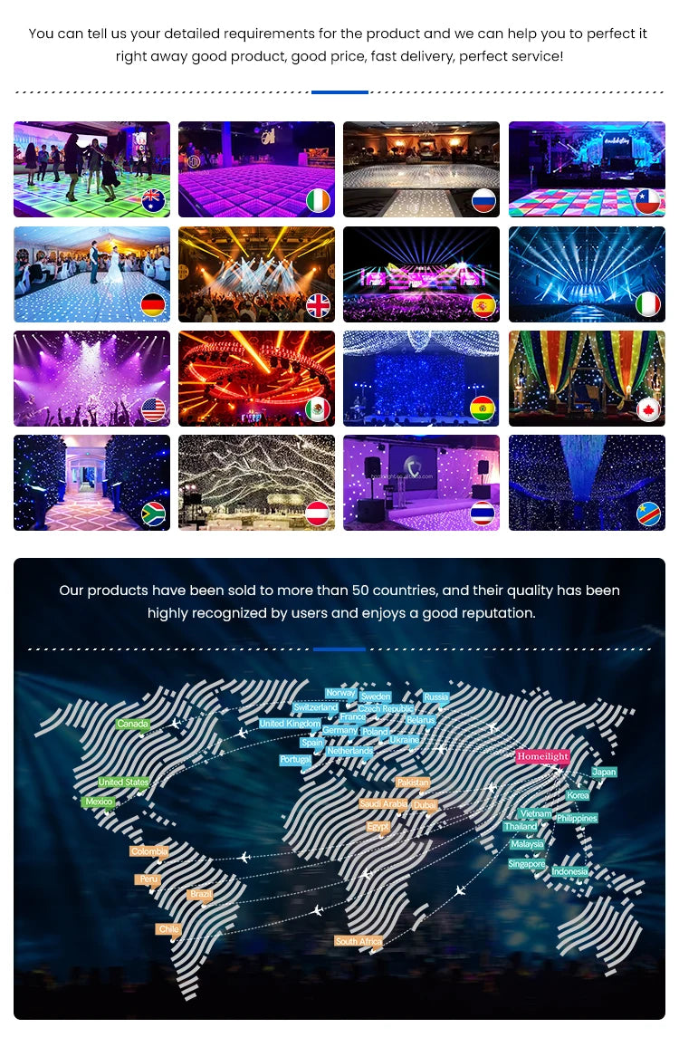 Wedding DJ Disco Night Club Dancefloor Waterproof 3D Mirror Starlit Starry RGB Panels Tiles 3d Led Dance Floor