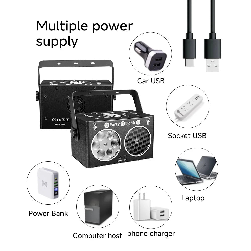 Party Light sDJ Disco lights Sound controlled stage light DJ Strobe lights Family Party Club Nightclub Karaoke atmosphere lights