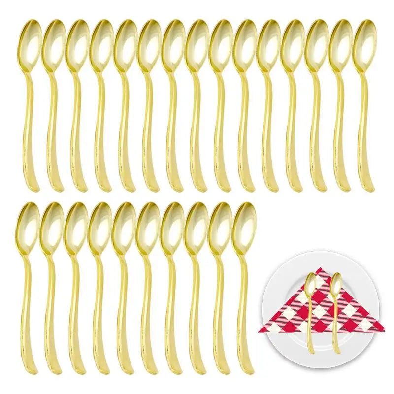 25pcs Party Tableware Set Golden Cutlery Tableware for Dinner Wear-Resistant Dinnerware with Comfortable Grip for Wedding Picnic
