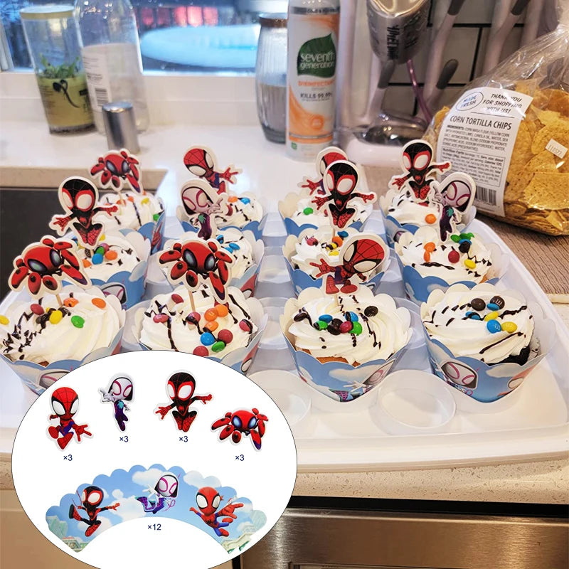 New Spidey Birthday Decoration Spider Man Mask Party Favors Stickers Tableware Spidey and His Friends Baby Shower Supplies Gifts