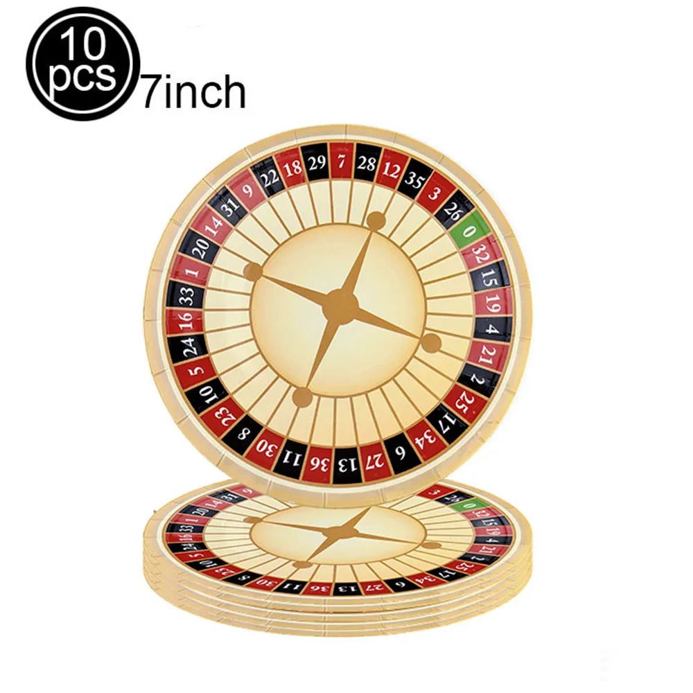 Casino Themed Party Tableware Poker Party Paper Plates Napkins Plates Cups for Adults Las Vegas Casino Themed Party Decorations