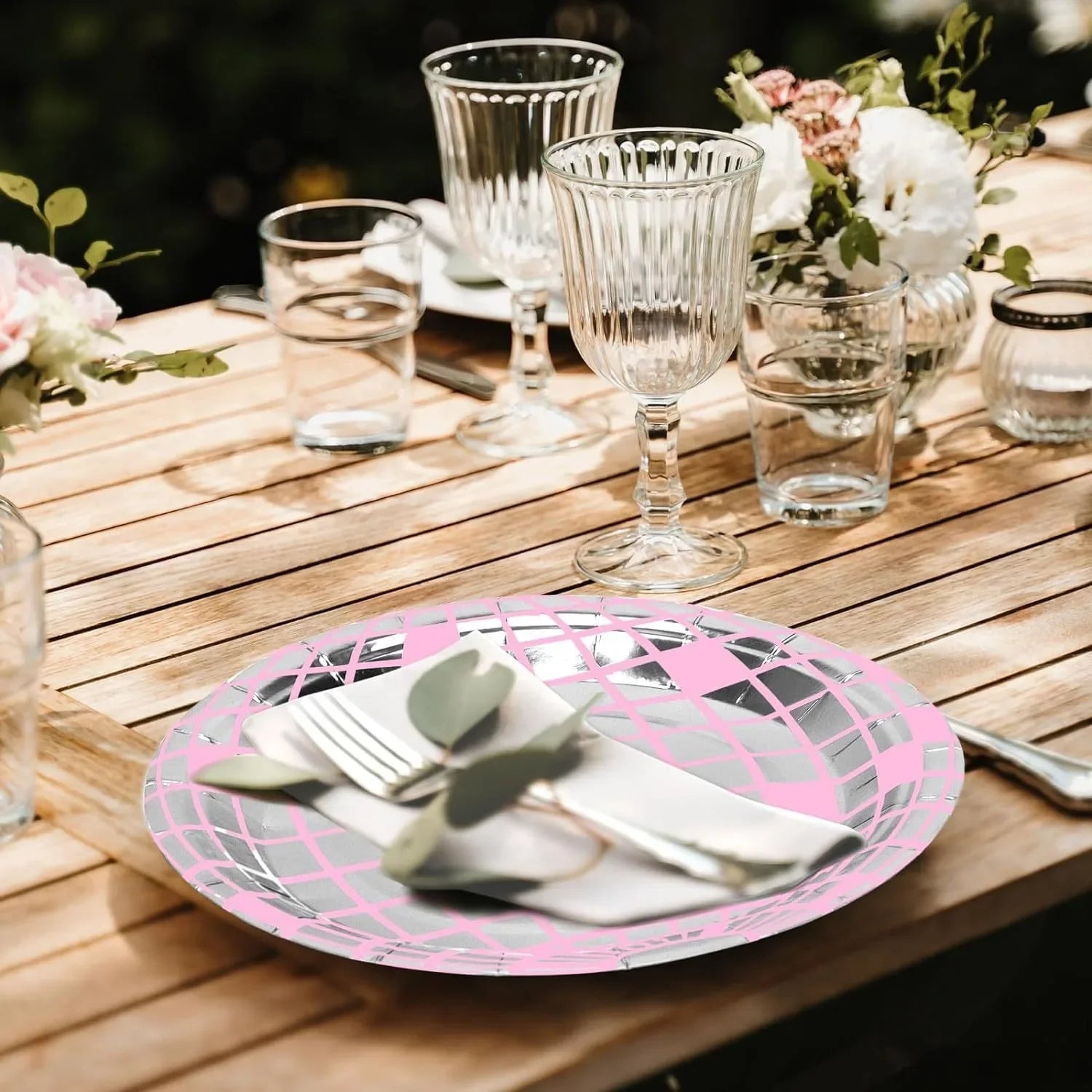 10 Guests Disco Theme Party Disposable Tableware Disco Pink Plates Cups Napkins Disco Party Girls Birthday Party Supplies