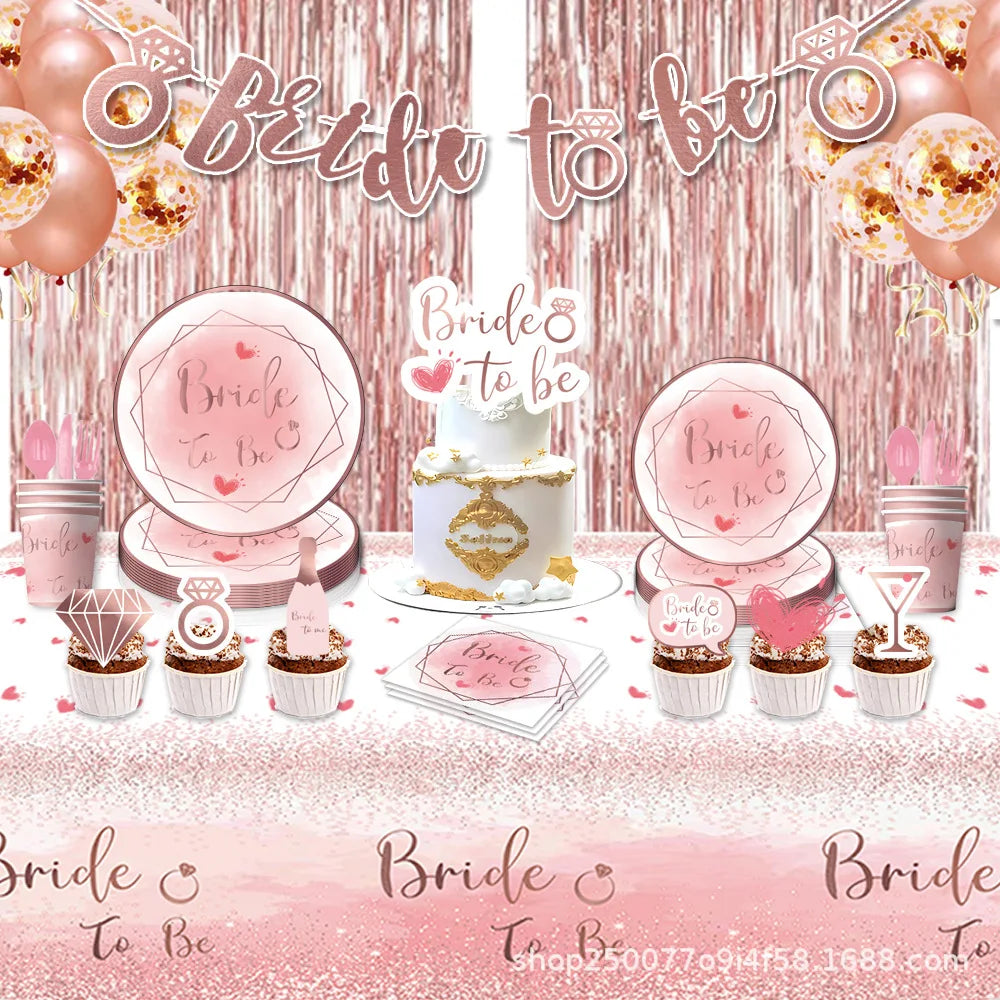 Bachelorette Party Team Bride To Be Tableware Cups Plate Bridal Shower Gift Bride to be Hen Wedding Decorations Adult Supplies
