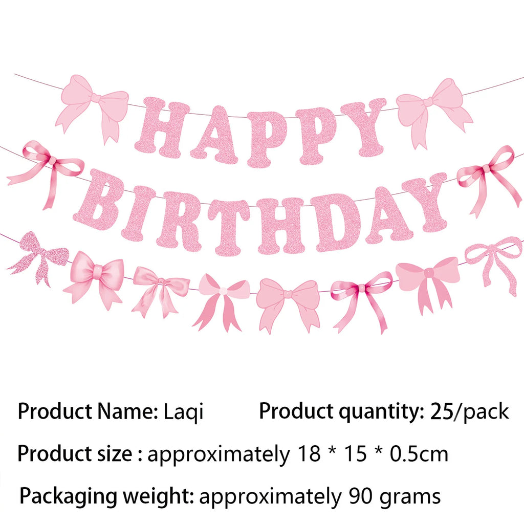 Pink Bow Tie Disposable Tableware Birthday Party Supplies Festival Tableware Pink Pattern Plate Mat Disposable Paper Cups Knive