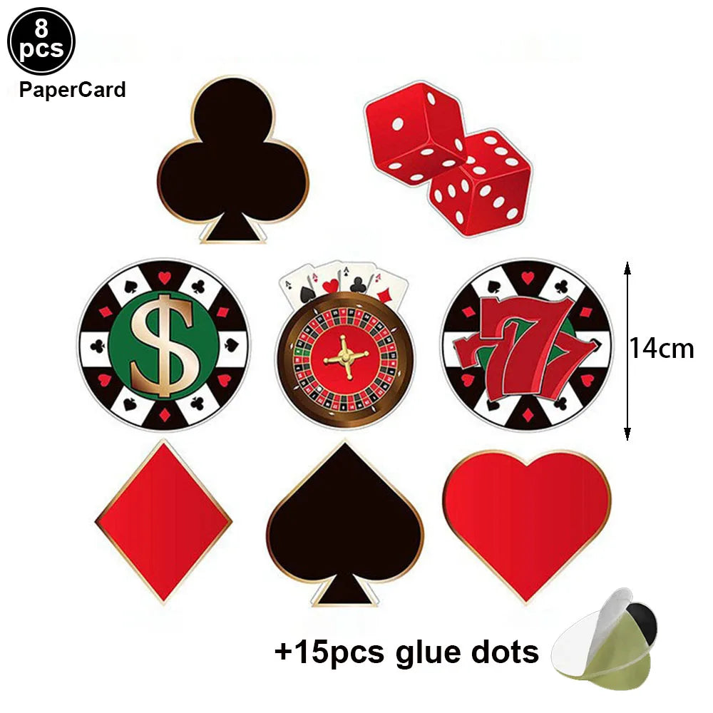 Casino Themed Party Tableware Poker Party Paper Plates Napkins Plates Cups for Adults Las Vegas Casino Themed Party Decorations