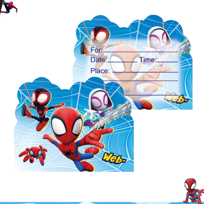 New Spidey Birthday Decoration Spider Man Mask Party Favors Stickers Tableware Spidey and His Friends Baby Shower Supplies Gifts