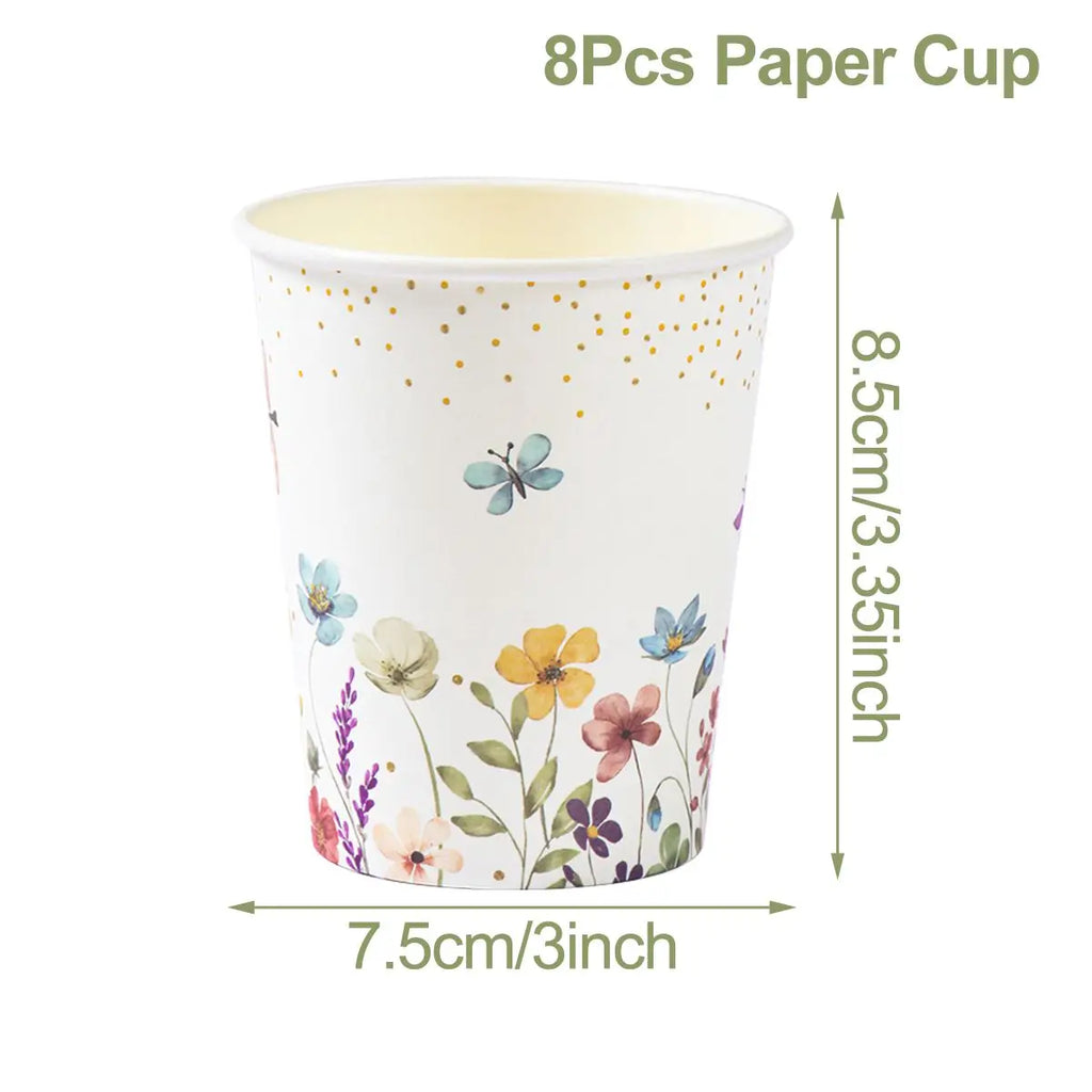 Wild Flower Tableware Birthday Party Decor Wild Floral Disposable Plates Cups Girl Favors Wedding Baby Shower Party Supplies