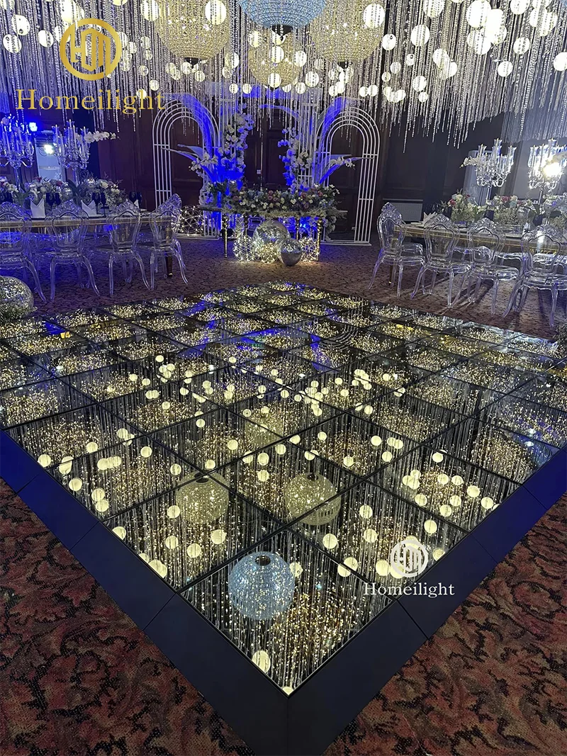 Wedding DJ Disco Night Club Dancefloor Waterproof 3D Mirror Starlit Starry RGB Panels Tiles 3d Led Dance Floor