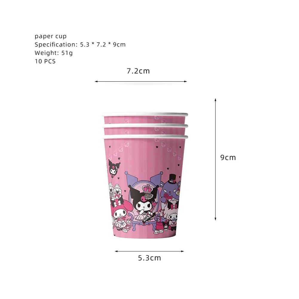 MINISO Cute Kawali Kuromied Birthday Party Decorations, Tablecloths, Tableware, Boys/Girls Party Set, Baby Shower Supplies Gift