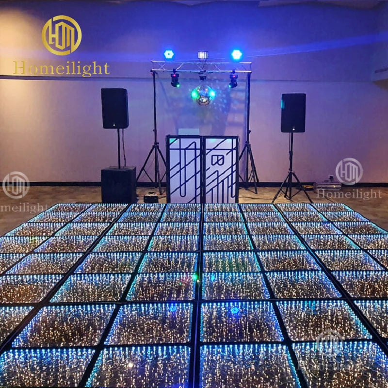 Wedding DJ Disco Night Club Dancefloor Waterproof 3D Mirror Starlit Starry RGB Panels Tiles 3d Led Dance Floor