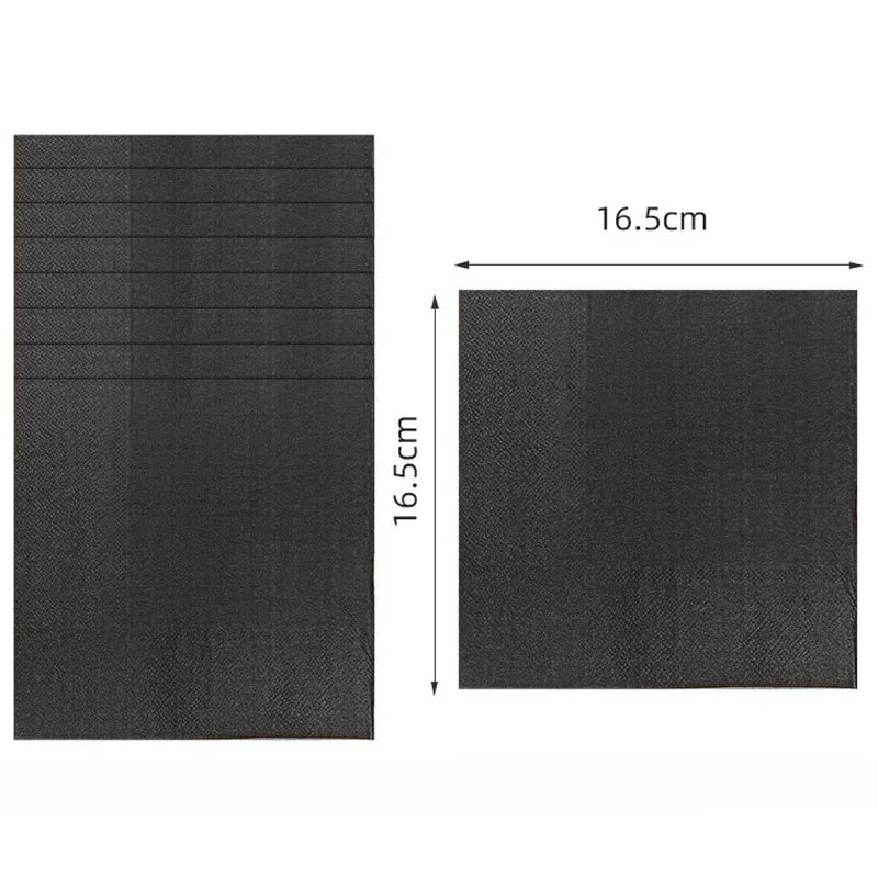 Solid Black Theme Tableware Birthday Party Disposable Cutlery Paper Napkins Cups Plates Tablecloths Fork Spoon Party Decorations