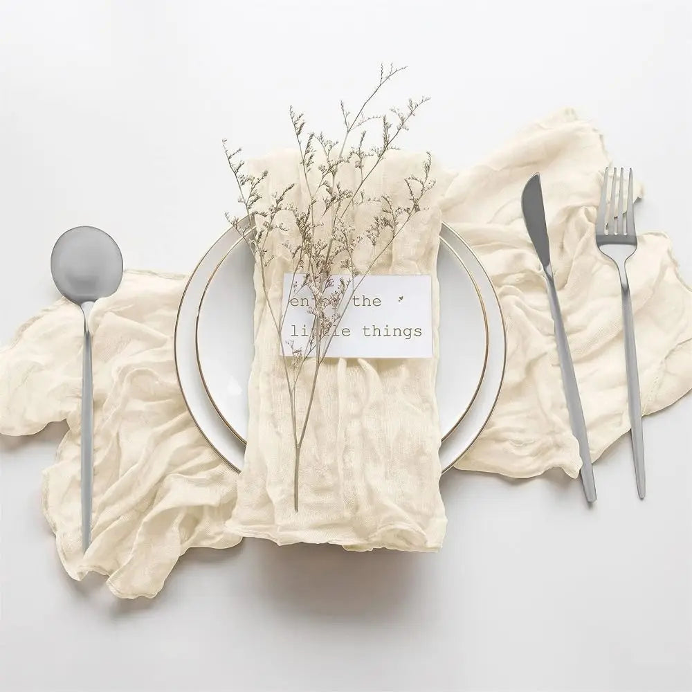 Party Supply Table Decoration Gauze Napkin Soft Reusable Cotton Napkin Vintage Thin Placemats Banquet