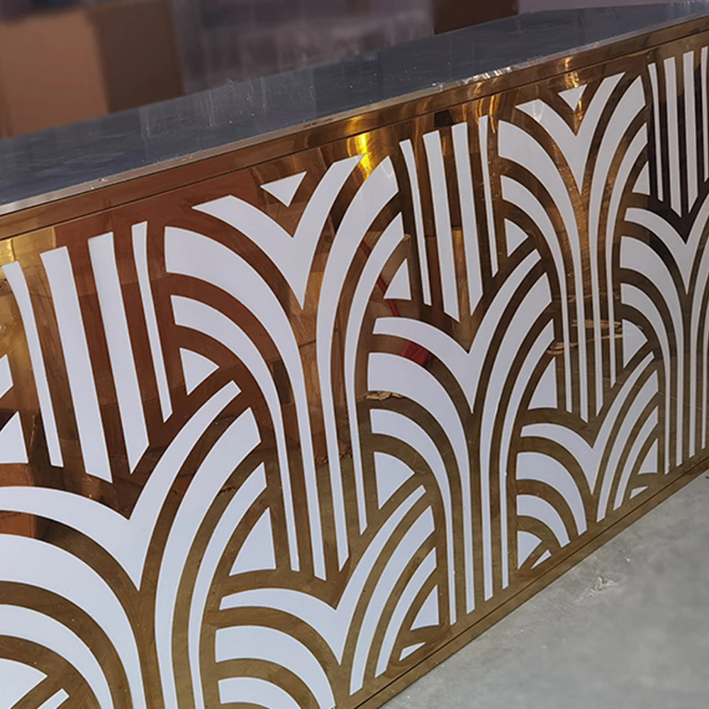 Party Furniture LED Lights Gold Engraved PVC Bar Table Acrylic Wedding Dining Table